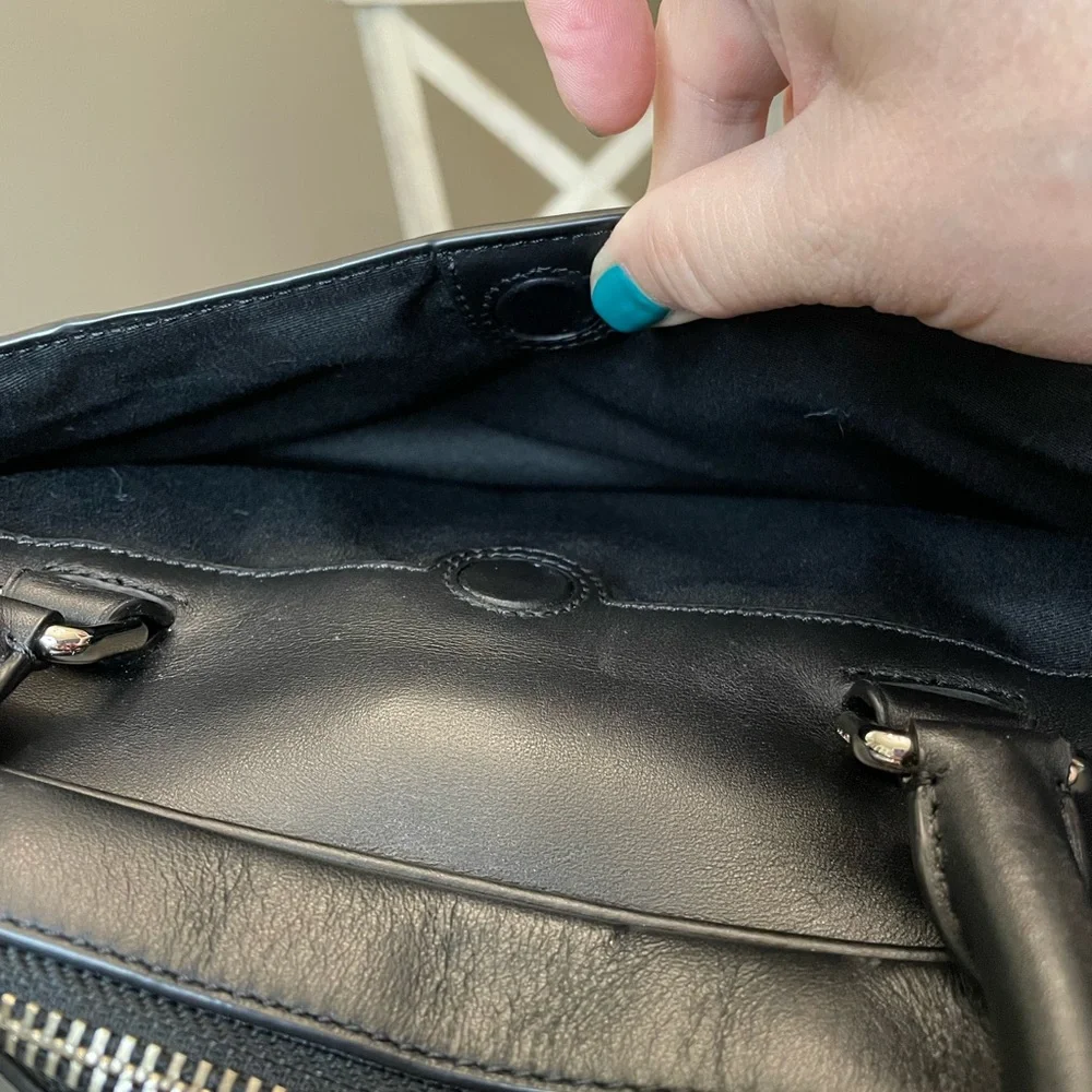 Coach Black Embossed Signature Leather Laptop Bag